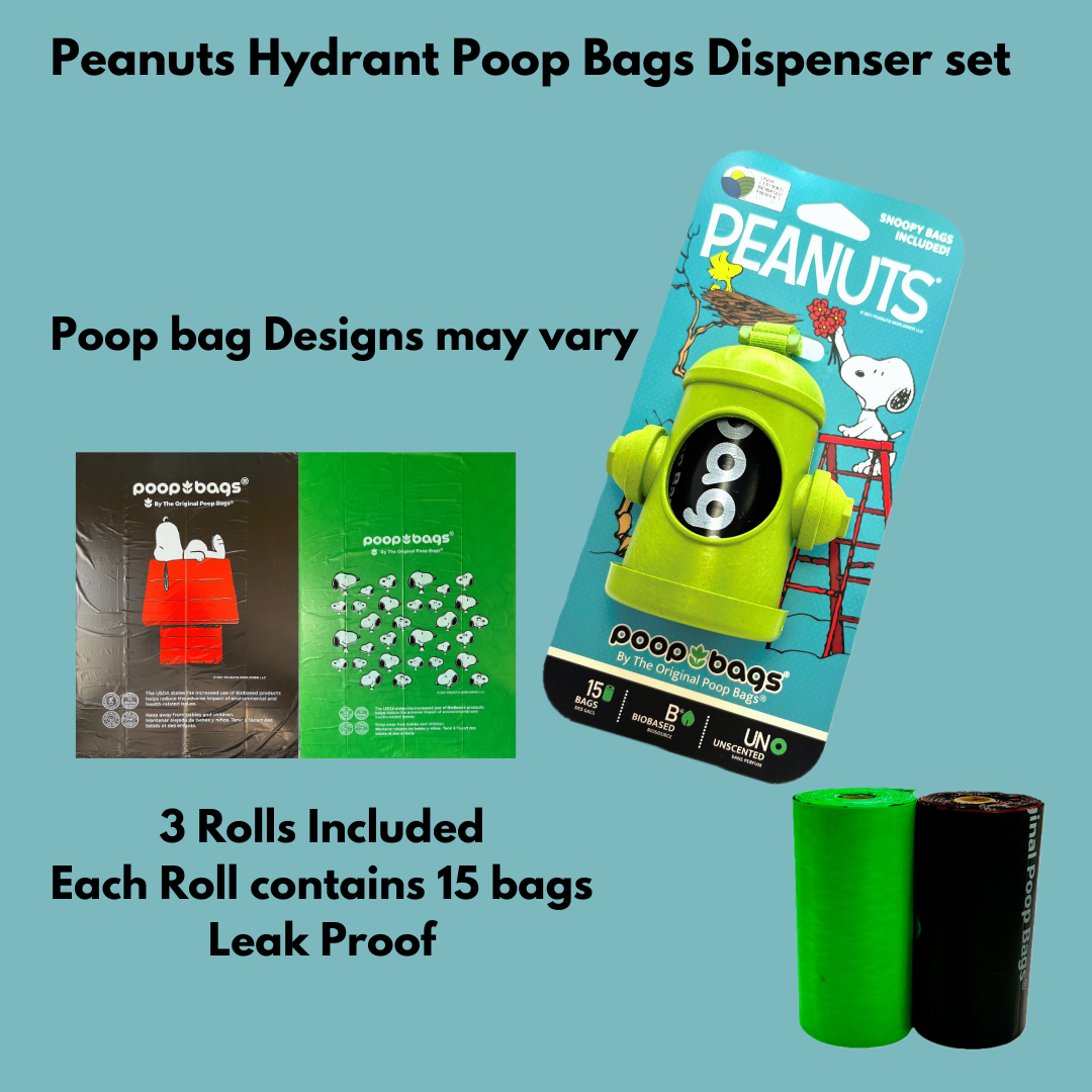 Peanuts Hydrant Poop Bags Biobased Dispenser Set