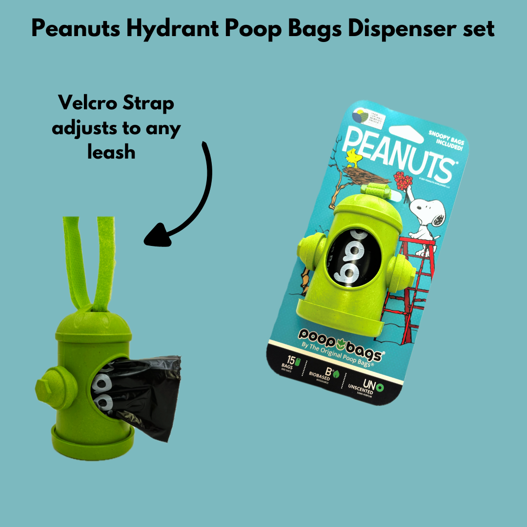 Peanuts Hydrant Poop Bags Biobased Dispenser Set