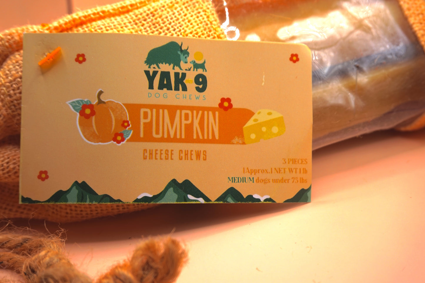 Yak 9 Pumpkin Chews Medium Dogs 1 lbs - 3 pieces