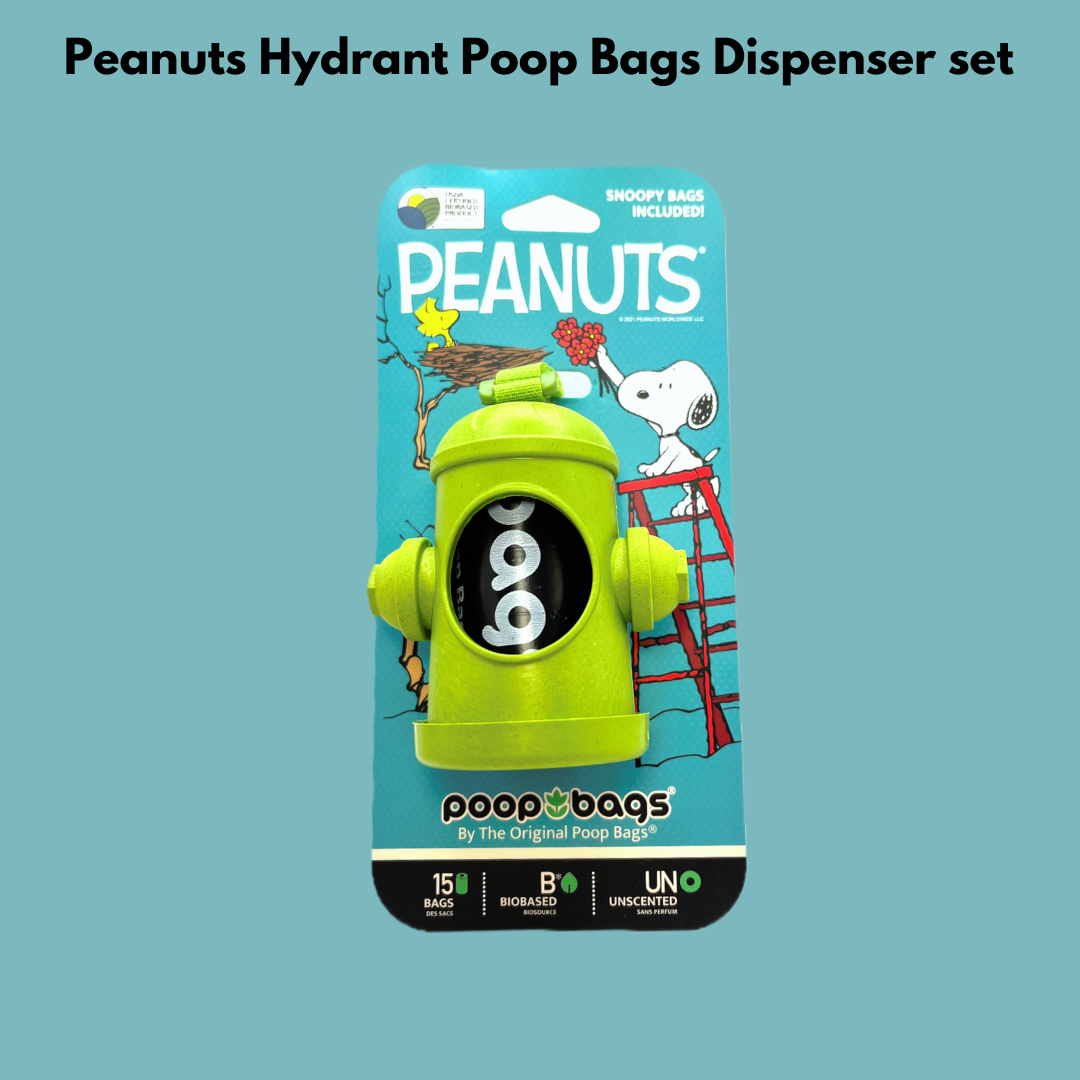 Peanuts Hydrant Poop Bags Biobased Dispenser Set