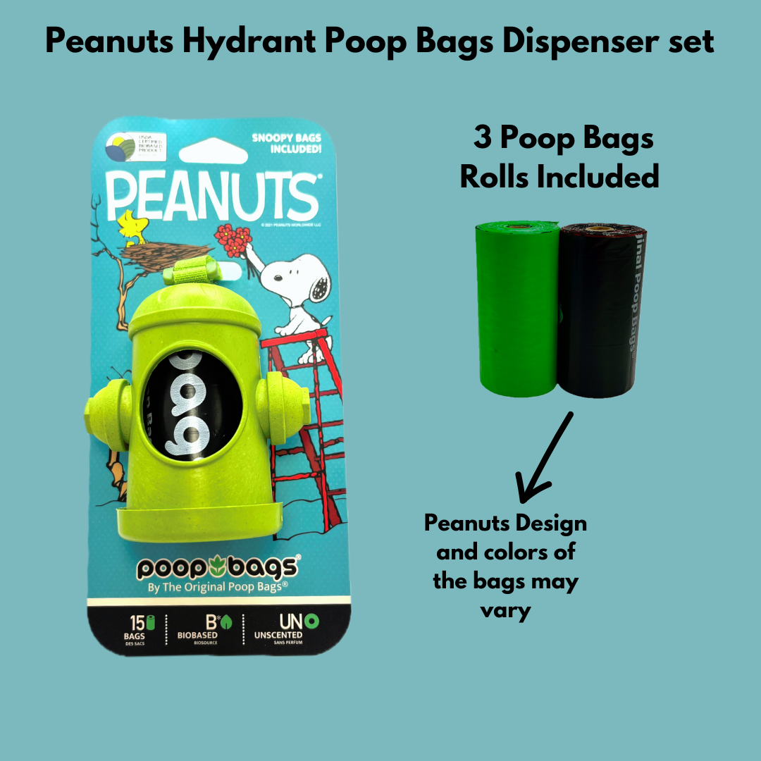 Peanuts Hydrant Poop Bags Biobased Dispenser Set