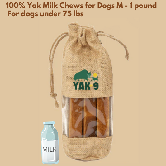 Yak 9 Milk Chews Med Dogs 1 lbs - 3 pieces